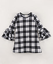 Load image into Gallery viewer, Checkered Sleeves Double Frill Dress
