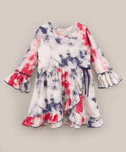 Load image into Gallery viewer, Tie and Dye Sleeves Frill Rounded Dress