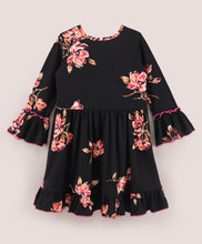 Load image into Gallery viewer, Floral Sleeves Frill Rounded Dress