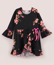 Load image into Gallery viewer, Floral Sleeves Frill Rounded Dress