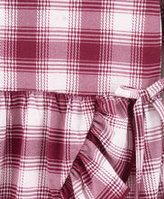 Load image into Gallery viewer, Checkered Sleeves Frill Rounded Dress