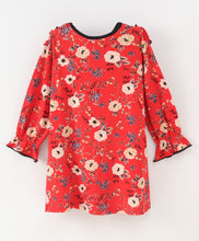 Load image into Gallery viewer, Floral Neck Frill Bell Sleeves Dress
