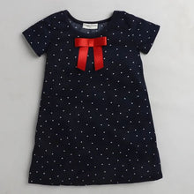 Load image into Gallery viewer, CrayonFlakes Soft and comfortable Polka Printed Dress / Frock - Navy