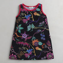 Load image into Gallery viewer, CrayonFlakes Soft and comfortable Floral Printed Dress / Frock - Black
