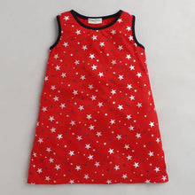 Load image into Gallery viewer, CrayonFlakes Soft and comfortable Stars Printed Dress / Frock - Red