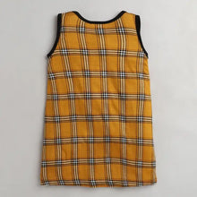 Load image into Gallery viewer, CrayonFlakes Soft and comfortable Checkered Printed Dress / Frock - Mustard