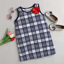 Load image into Gallery viewer, CrayonFlakes Soft and comfortable Checkered Printed Dress / Frock - Offwhite