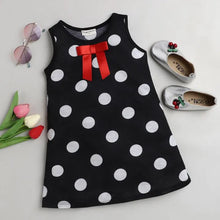 Load image into Gallery viewer, CrayonFlakes Soft and comfortable Polka Printed Dress / Frock - Black