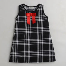 Load image into Gallery viewer, CrayonFlakes Soft and comfortable Checkered Printed Dress / Frock - Black