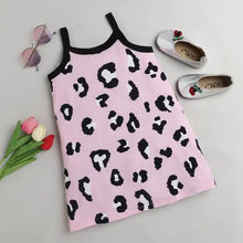 Load image into Gallery viewer, CrayonFlakes Soft and comfortable Leopard Closed Strap Dress / Frock - Pink