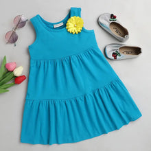 Load image into Gallery viewer, CrayonFlakes Soft and comfortable Plain Two Tiered Dress / Frock - Blue