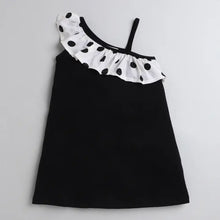 Load image into Gallery viewer, CrayonFlakes Soft and comfortable Polka Front Frill Single Strap Dress / Frock