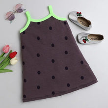 Load image into Gallery viewer, CrayonFlakes Soft and comfortable Polka Printed Closed Strap Dress / Frock
