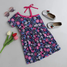 Load image into Gallery viewer, CrayonFlakes Soft and comfortable Floral Open Strap Sleeve Dress / Frock