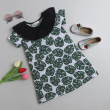 Load image into Gallery viewer, CrayonFlakes Soft and comfortable Leaves with Neck Frill Dress / Frock