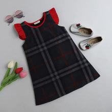 Load image into Gallery viewer, CrayonFlakes Soft and comfortable Checkered Sleeves Frill Dress / Frock
