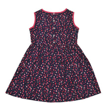 Load image into Gallery viewer, CrayonFlakes Soft and comfortable CrayonFlakes Kids Wear for Girls 100% Cotton Sleeveless Frock Navy Blue Floral Dress / Frock