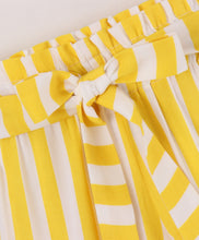 Load image into Gallery viewer, Striped Printed Belted Plazzo - Yellow