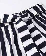 Load image into Gallery viewer, Striped Printed Belted Plazzo - Navy