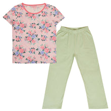 Load image into Gallery viewer, CrayonFlakes Soft and comfortable Floral Print With Polka Dot Night Suit - Pink &amp; Green
