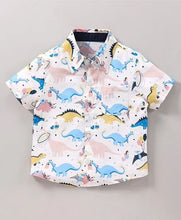 Load image into Gallery viewer, CrayonFlakes Soft and comfortable Dinosaur Printed Shirt - Offwhite