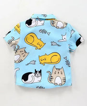 Load image into Gallery viewer, CrayonFlakes Soft and comfortable Kitty Printed Shirt - Blue