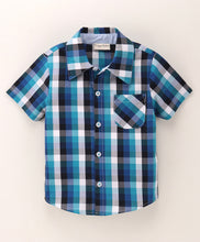 Load image into Gallery viewer, Half Sleeves Checkered Shirt - Blue