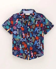 Load image into Gallery viewer, CrayonFlakes Soft and comfortable Forest Printed Shirt - Navy
