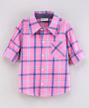 Load image into Gallery viewer, Checkered Full Sleeves Shirt - Pink