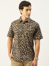 Load image into Gallery viewer, Leopard Print Half Sleeves Mens Shirt