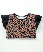 Load image into Gallery viewer, CrayonFlakes Soft and comfortable Frilled Animal Print Top Skirt Set