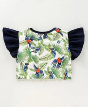 Load image into Gallery viewer, CrayonFlakes Soft and comfortable Frilled Forest Print Top Skirt Set