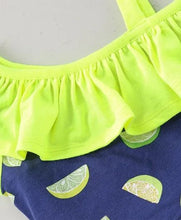 Load image into Gallery viewer, CrayonFlakes Soft and comfortable Frill and Strap Lemon Top Skirt Set