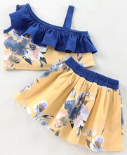 Load image into Gallery viewer, CrayonFlakes Soft and comfortable Frill and Strap Floral Top Skirt Set