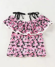 Load image into Gallery viewer, CrayonFlakes Soft and comfortable Floral Strap Cold Shoulder Top Short Set
