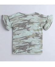Load image into Gallery viewer, Camouflage Frill Knotted Top Short Set