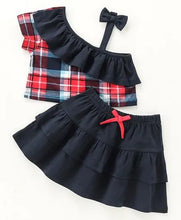 Load image into Gallery viewer, Checkered Frill and Strap Top Skirt Set