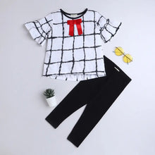 Load image into Gallery viewer, Checkered Sleeves Frill Top Leggings Set