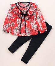 Load image into Gallery viewer, Floral Vee Frill Top Leggings Set
