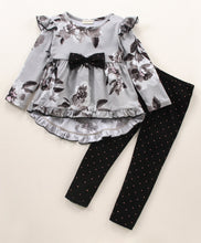 Load image into Gallery viewer, Floral Frill with Bow Top Leggings Set