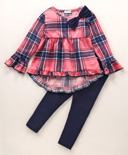 Load image into Gallery viewer, Checkered Frill with Bow Top Leggings Set