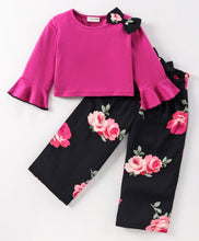 Load image into Gallery viewer, Frill Top and Floral Palazzo Set
