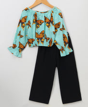 Load image into Gallery viewer, Butterfly Bell Sleeves with Belt Palazzo Set
