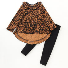 Load image into Gallery viewer, Leopard Frill High Low Top Leggings Set
