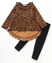 Load image into Gallery viewer, Leopard Frill High Low Top Leggings Set