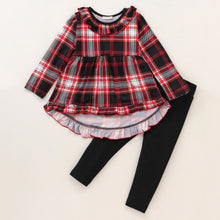 Load image into Gallery viewer, Checkered Frill High Low Top Leggings Set
