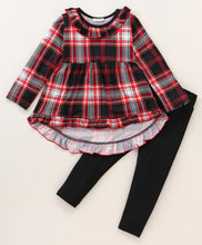 Load image into Gallery viewer, Checkered Frill High Low Top Leggings Set