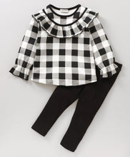 Load image into Gallery viewer, Checkered Neck Frill Top Leggings Set