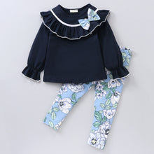 Load image into Gallery viewer, Floral Neck Frill Top Leggings Set