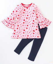 Load image into Gallery viewer, Hearts Sleeves Frill Top Leggings Set
